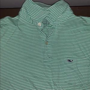 Green striped vineyard vines polo